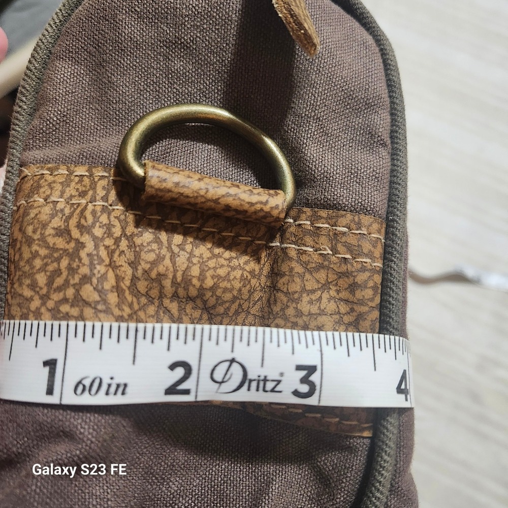 Myra Bag Amaryllis Upcycled Canvas & Cowhide Messenger Bag Rustic Western - Picture 12 of 13